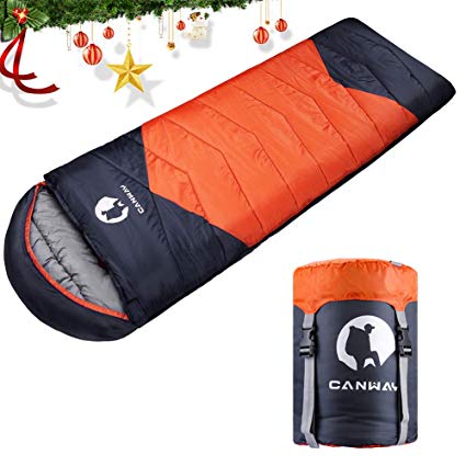 CANWAY Sleeping Bag with Compression Sack, Lightweight and Waterproof for Warm & Cold Weather, Comfort for 4 Seasons Camping/Traveling/Hiking/Backpacking, Adults & Kids