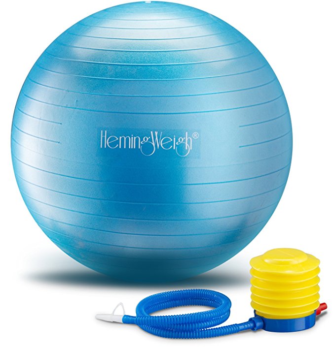 HemingWeigh Static Strength Exercise Stability Ball with Foot Pump | Perfect For Fitness Stability and Yoga | Helps Improve Agility, Core Strength, and Balance