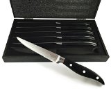 Steak Knives From a Cut Above Cutlery - Set of 6 Stainless Steel Wood Handle Knives in a Wooden Gift Box - Black