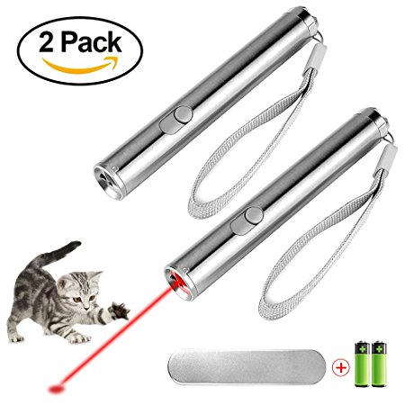ONSON Cat Chaser Toys - Cats Teaser Wand - 3 in 1 Multi Function Pointer Cat Toys with Interactive LED Light,Interesting for Training and Exercise,Training Tools (2 Pack)
