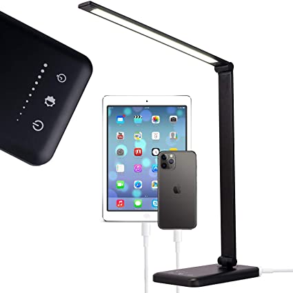 LED Desk Lamp by Lightaccents - Touch Sensor Lamp - Office Desk Lamp - Table Lamp Super Bright LED's with Adjustable Metal Neck (Black)
