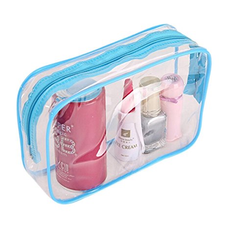 Cosmetic Bag - TOOGOO(R)PVC Clear Pouch Travel Bathing Toiletry Zipper Cosmetic Bag, Blue M