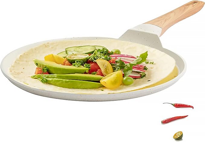 CAROTE Dosa Tawa Non Stick Pan, Granite Tawa for Roti, Flat Dosa Tava, Induction Roti Tawa, 24cm, White