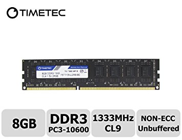 Timetec Hynix IC 8GB DDR3 1333MHz PC3-10600 Unbuffered Non-ECC 1.5V CL9 2Rx8 Dual Rank 240 Pin UDIMM Desktop Memory Ram Module Upgrade (8GB)