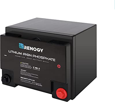 Renogy 12V 50Ah LifePO4 Lithium Battery Deep Cycle Battery, Lithium-Iron Phosphate Solar Battery, 2000  Life Cycles, Built-In BMS, for RV, Marine, Trailer, Off-Grid Applications