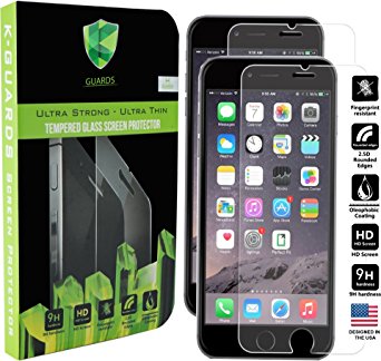 KGuards Apple Iphone 7/6/6s Sophisticated Tempered Glass Screen Protector (4.7") 9H Hardness, Cutting Edge Tech, Anti-Scratch, Fingerprint & Dust Proof - 0.3mm Ultra Thin HD (2 Pack) Apple Protection