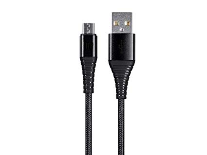 Monoprice USB 2.0 Micro B to Type A Charge & Sync Cable - 3 Feet - Black Nylon-Braid, Durable, Kevlar-Reinforced - AtlasFlex Series