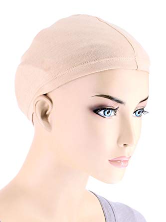 Bamboo Wig Liner Cap in Beige 2 pc pack for Women with Cancer, Chemo, Hair Loss