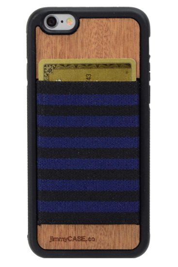 jimmyCASE iPhone 66s Wallet Case - Ultra Slim Protective Credit Card Carrying Case Navy Blue and Black Stripe