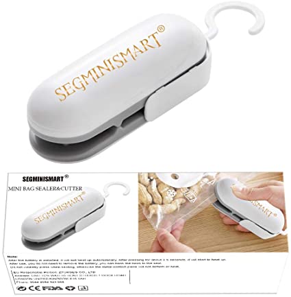 Mini Bag Sealer, Bag Sealer, Mini Portable Sealer, Handheld Heat Vacuum Sealers, 2 in 1 Heat Sealer and Cutter Handheld Bag Resealer Sealer for Plastic Bags Food Storage Snack Fresh Bag Sealer