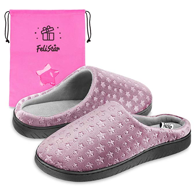 Felistar Womens Slippers,Winter Slip-On House Indoor Slippers for Women, Memory Foam, Fluffy,Soft & Comfortable Slippers