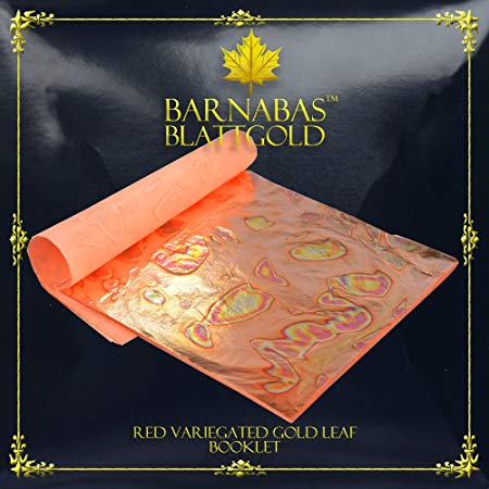 Variegated Gold Leaf Sheets - by Barnabas Blattgold - Color - Red - 25 Sheets - 5.5 inches Booklet