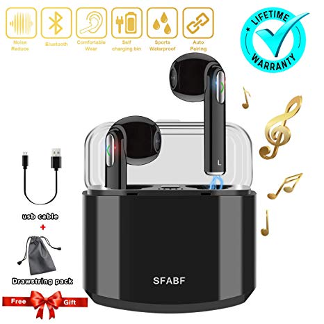Wireless Earbuds,Bluetooth Earbuds Wireless Earphones Noise Cancelling with Mic Charging Case,Sport Running Mini True Stereo Earbuds Bluetooth Compatible iOS Android Samsung Huawei Phones X 8 7