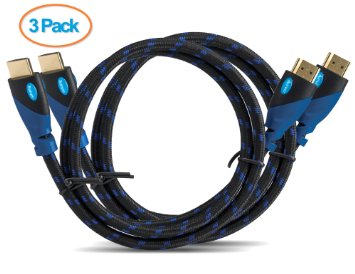 Aurum Ultra Series - Pack of 3 6 FT High Speed HDMI Cable with Ethernet - Supports 3D and ARC - Full HD 6 Feet (3 PK)