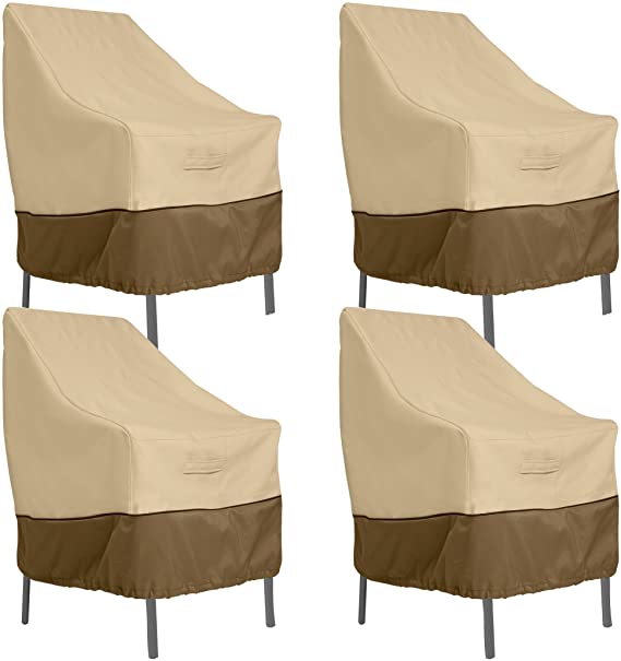 Classic Accessories Veranda Water-Resistant 25.5 Inch High Back Patio Chair Cover, 4-Pack