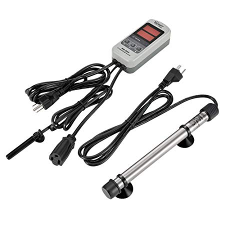 hygger Titanium Tube Marine Aquarium Heater for Saltwater, Fully Automatic Digital Control, with External IC Thermostat Controller and Thermometer, Submersible Heater for Fish Tank 5-45 Gallon