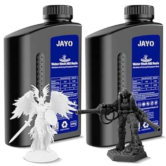 JAYO Water Washable ABS-Like Resin 2KG, 3D Printer Resin 405nm UV Standard Rapid Photopolymer Resin for LCD/DLP/SLA 3D Printer, High Precision, Non-Brittle, 1KG Bottle, 2 Pack, Black White