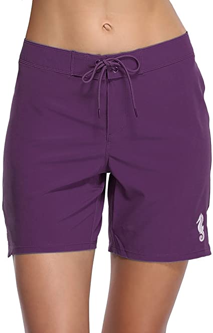 Sociala Women's Long Board Shorts with Pocket Quick Dry Swim Shorts Boardshorts