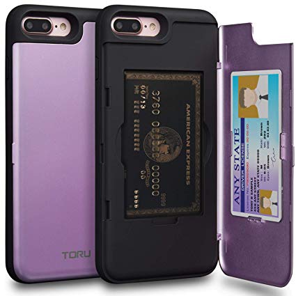 TORU CX PRO iPhone 8 Plus Wallet Case Purple with Hidden Credit Card Holder ID Slot Hard Cover & Mirror for iPhone 8 Plus/iPhone 7 Plus - Lavender