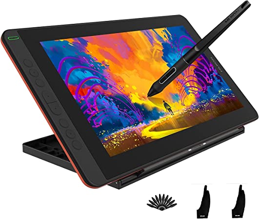 HUION Kamvas 12(2021) Graphic Drawing Monitor 11.6 Inch Full-Laminated Pen Display Tilt Function 8192 Battery-Free Stylus, 8 Shortcut Keys, Stand Included, Orange