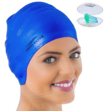 Swim Elite Silicone Cap for Long Hair PLUS Nose Clip