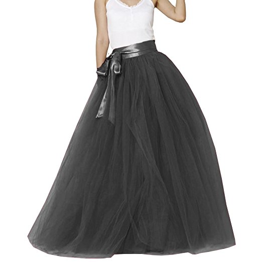 Lisong Women Floor Length Bowknot Tulle Party Evening Skirt