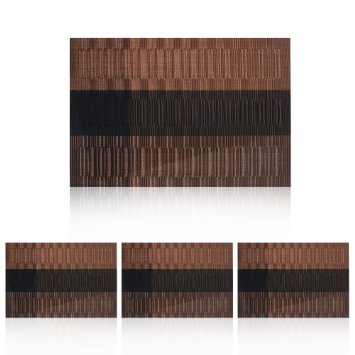 Shacos Exquisite PVC Placemats Woven Vinyl Place Mats for Table Heat-resistant Placemats4 Ombre Coffee and Black