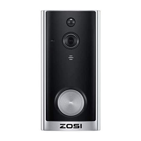 ZOSI 720p HD Wireless Smart Video Doorbell Camera Battery Powered(2 Battery Included),PIR Motion Detection,Two-Way Talk,Infrared Night Vision Wi-Fi Doorbell Camera Waterproof, iOS/Android Control