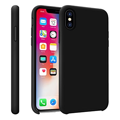iPhone X Case, iPhone 10 Case, Yometome Liquid Silicone Shockproof Protective Case Soft Touch Cover with Microfiber Cloth Lining Cushion for Apple iPhone X/10 (5.8 inch) Black for Boy Girl Man Woman