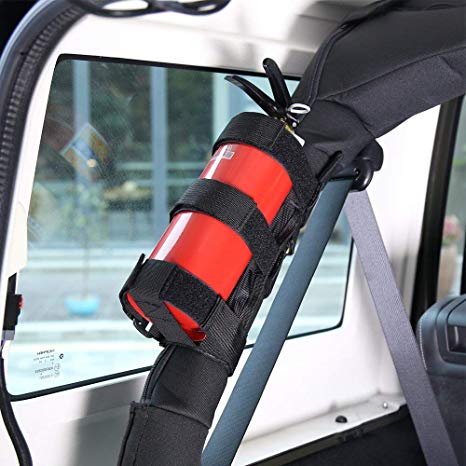 Fits Jeep Wrangler Adjustable Roll Bar Fire Extinguisher Holder Straps Mount for JK JKU JL TJ CJ