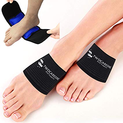 Arch Support Ice Hot Pack TWOCAREONE - Compression Planter is Treat Plantar Fasciitis - Cold Wrap Pack for Feet Pain Relief Therapy - Can be used with Shoe Insert Sleeve - Night Brace Splint Products