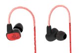 NRGized Sports Headphones with Memory Cables Detachable Cables In-line Controller and Microphone Red