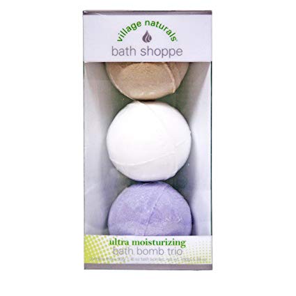 Village Naturals Bath Shoppe Bath Bomb Trio (Lavender, Vanilla & White Tea) 5.28 oz