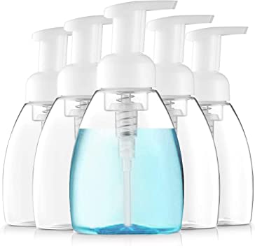 Youngever 5 Pack Clear Plastic Foaming Soap Dispenser (12 Ounce)