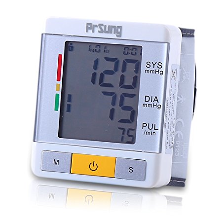 PrSung Portable Blood Pressure Monitor Automatic Digital Display Adjustable Wrist Cuff