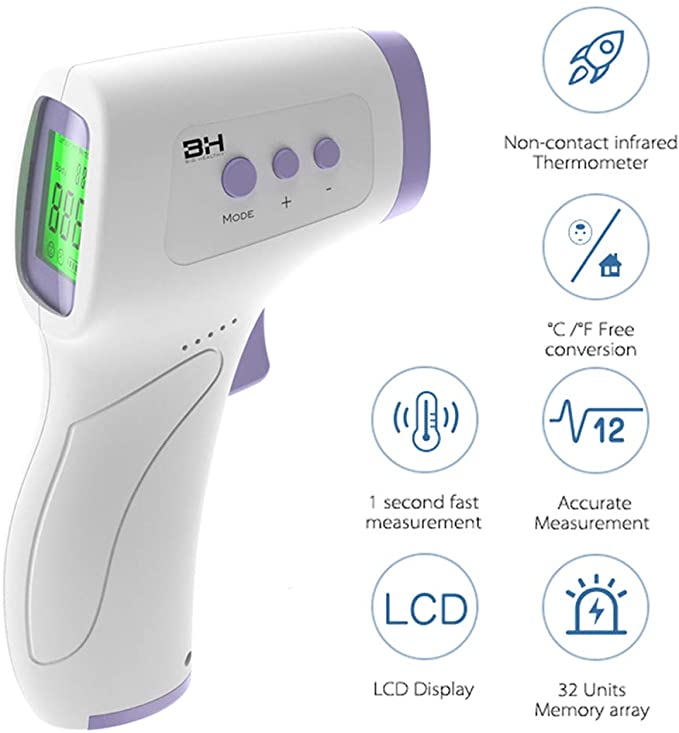 Digital Infrared Temperature Tester LCD IR Handheld Non-Contact IR Meter with Fever Alarm for Children Adults