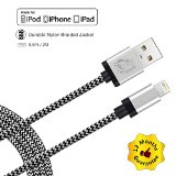 iPhone Charger Cambond 66ft Nylon Braided 8 Pin Lightning to USB Cable for iPhone 6s  6s Plus  6  6 Plus  5s  5c  5 iPad Air Mini  iPad Pro iPad 4th iPod 7  Silver