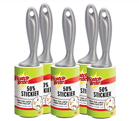 Scotch-Brite Heavy Duty Lint Rollers - Five Rollers, 85 Sheets Each