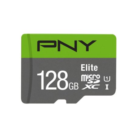 PNY Elite 128GB MicroSDXC Card with Adapter -UHS-I, U1, up to 85MB/Sec (P-SDU128U185EL-GE)