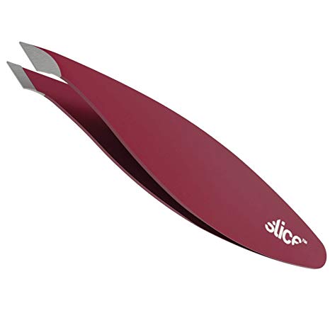 Slice 10457 Combo Tip Tweezer, Slanted & Pointed, for Fine Hair & Eyebrow Design, Extra Wide Grip, Red, 6 Pack