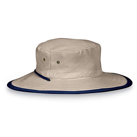Wallaroo Hat Company Explorer Sun Hat – UPF 50 , Unisex, Ready for Adventure, Designed in Australia, Camel/Navy, Large/Extra Large