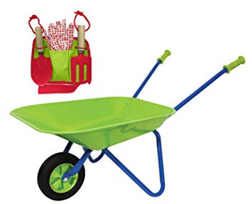 Family Games Little Moppet Kids Wheelbarrow & Tool Belt Bundle for Childrens Gardening - Colors May Vary