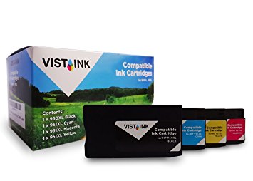 Vista Ink Compatible 950XL, 951XL Ink Cartridges High Yield Replacement Ink Cartridges for Printers - Black, Cyan, Magenta, Yellow BK/C/M/Y 4/Pack