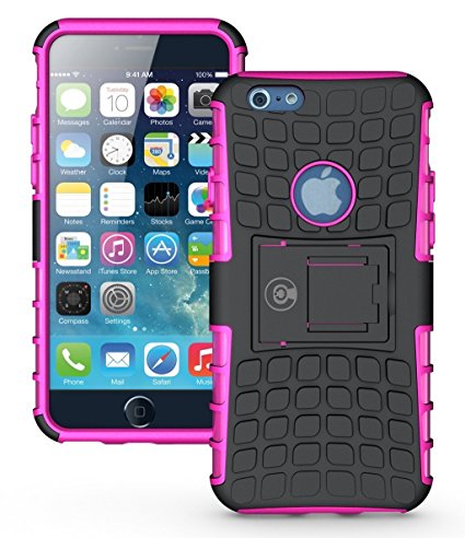 iPhone 6S Case, iPhone 6 Case by Cable and Case - [HEAVY DUTY] Tough Dual Layer 2 in 1 Rugged Rubber Hybrid Hard/Soft Impact Protective Cover [With Kickstand] Shipped from the U.S.A. - Pink