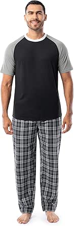 Fruit of the Loom Men's Jersey Henley Top and Broadcloth Pant Sleep Pajama Set