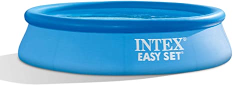 Intex 28106EH 8 X 24 Inch Easy Set Inflatable Puncture Resistant Circular Above Ground Portable Outdoor Family Swimming Pool, Blue