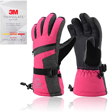 Gonex Ski Gloves Waterproof Winter Snowboarding Gloves for Men Women Ladies, 3M Thermal Thinsulate Windproof Touch Screen Gloves for Skiing Hiking