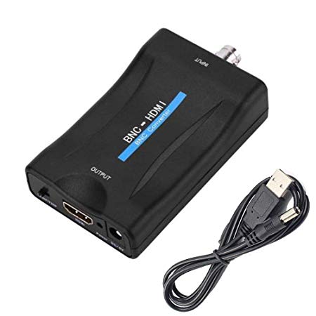 BNC to HDMI Video Converter - Female BNC Input HDMI Connector Audio Composite Adapter Component Box for HD TV Monitor Security Camera CCTV DVRs with 720 1080P Output HDCP Deep Color