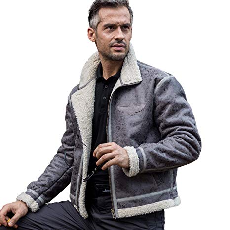 FREE SOLDIER Men's Bomber Jacket Lightweight Winter Fleece Lined Tactical Pilot Jacket with Stand Collar