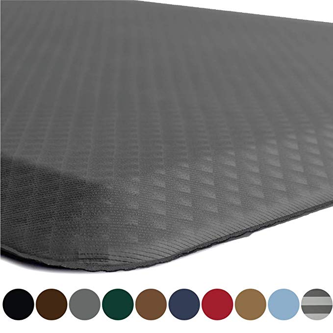 Kangaroo Original Commercial Grade Standing Mat Half Circle Kitchen Rug, Anti Fatigue Comfort Flooring, Phthalate Free, Non-Toxic, Waterproof, Salon, Rug for Office Stand Up Desk, Half Round, Charcoal